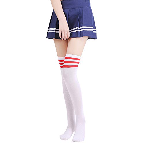 KACOLOR Women Thigh High Socks Over Knee Stocking High Leg Warm Long Boot Socks Stripes for Daily Wear Casual3