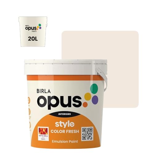 Image of Birla Opus Style Color Fresh Interior Emulsion Paint (20L, Kerala Moon Color, Smooth Matte Finish)-Fade, peel-off and Chalking resistant-For Bedroom, Living room, Interior Walls