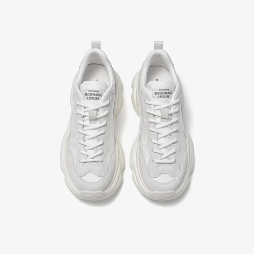 Image of BEAU TODAY Womens Chunky Sneakers, Walking Shoes for Women, Lace up Comfortable Platform Fashion Dad Sneakers Off White US Size 5