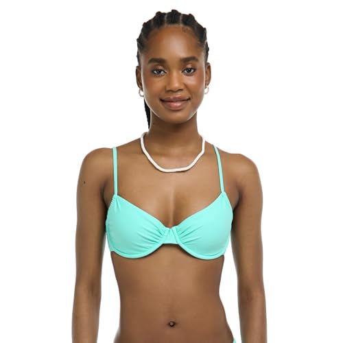 Image of Body Glove Women's Smoothies Alice Solid Underwire Bikini Top with Sash-tie Back, Sea Mist, Medium