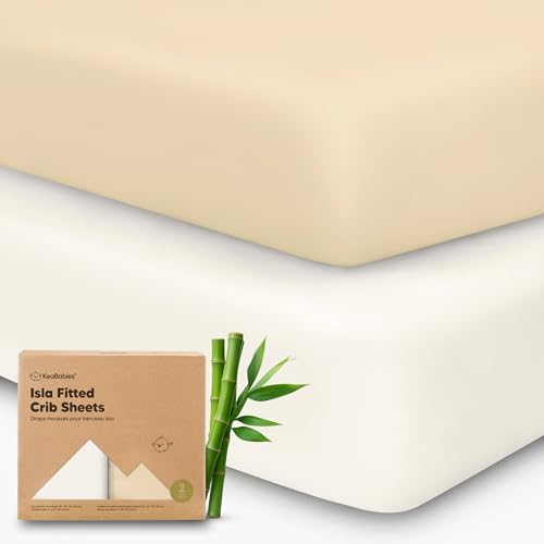 Image of KeaBabies 2-Pack Baby Crib Sheets for Boys, Girls - 52x28 Viscose Derived from Bamboo Toddler Bed Sheets Neutral, Fitted Crib Mattress Cover for Standard Baby Bedding, Soft & Cozy (Khaki)