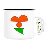 Huuraa Emaille Tasse Niger Flagge Herz 300ml Vintage Campingbecher Geschenkidee