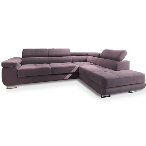 Masseno Canapé d'angle Selva R-S avec Fonction Couchage Forme en L, Glamour, avec Coffre de...