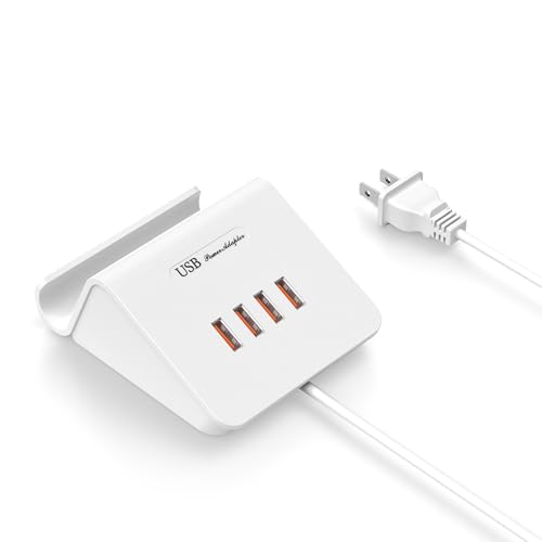 VHBW USB Charger Station 25W 4 Port Multi USB Charging Station for Multiple Devices iPhone, iPad, Android, Samsung, Tablet, Home, Office (UL Listed, 6FT, Black)
