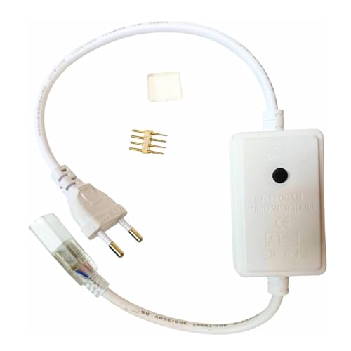 Jandei - Controlador RGB para Tira LED RGB 220V AC. Soporta hasta 400W y 25 Metros de Tira. Incluye Pincho Conector y Tapón Final.