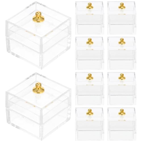 10Pcs Miniature Dollhouse Candy Boxes with Lids, 1:12 Scale Clear