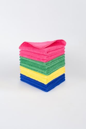 Multicolor Microfiber Cleaning Cloths Pack of 12 Ultra-Soft Lint-Free Reusable Towels for Every Room (30 x 30 cm / 11.8 x 11.8 inch)