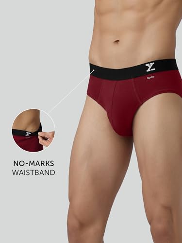 Image of XYXX Men's Aero 100% Super Combed Cotton Regular Fit Solid Anti Bacterial Briefs with No Marks Waistband (Pack of 3)