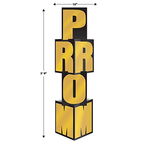 Image of Beistle Durable Cardstock Prom Night Decoration Column Photo Booth Party Decorations And Supplies Black /Gold