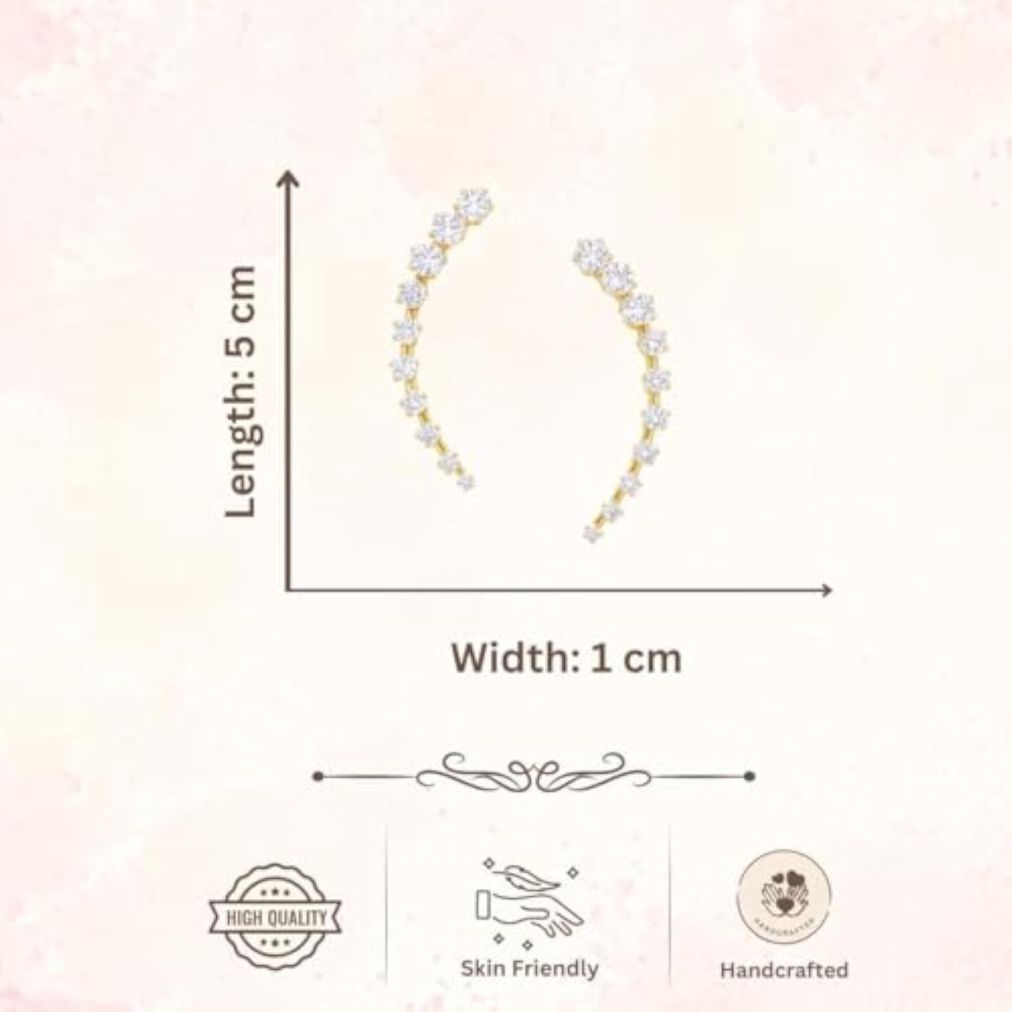 Gold Plated American Diamond Ear Cuffs for Women