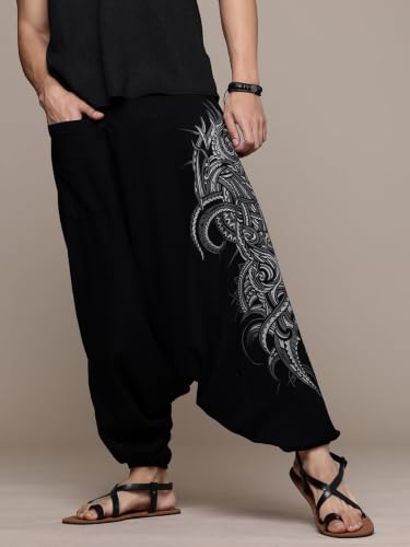 Image of The Veshti Company Printed Harem Pants for Men's Cotton Hippie Style Baggy Boho Yoga Pajama Pant with Pocket
