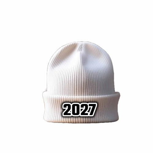 Bonnet à revers 2027 Year blanc pour vos sorties d'hiver et trajets