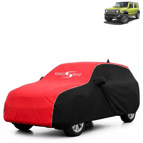 Image of KINGSWAY Super Waterproof Car Cover Only with Maruti Suzuki Jimny (Year 2023 Onwards - All Model) | Mirror and Antenna Pockets | All Weather Car Body Cover with Silver Piping | Black Red