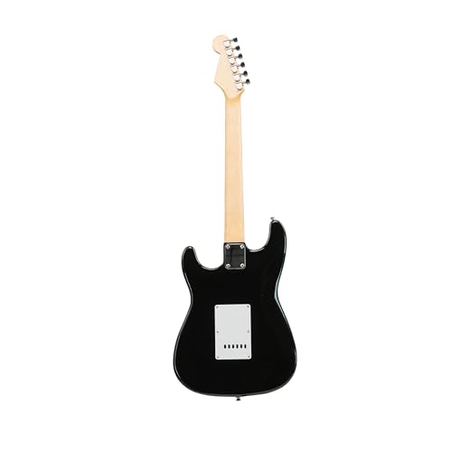 Image of STA 39-Inch 6-String Electric Guitar for Beginners & Intermediate (Black) | SSS Single Coil Pickups | Basswood Body, Rosewood Neck & Fretboard | Standard Tremolo Bridge with Whammy Bar