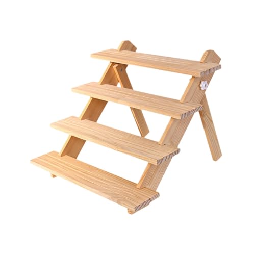 PEWETE 4段 木製ディスプレイステージ 小売りディスプレイライザー イヤリング&リングホルダー 木製フレーム 収納棚 木製ディスプレイスタンド ジュエリー収納ラック ジュエリースタンド ジュエリーテーブルディスプレイ用 多層ディスプレイスタンド