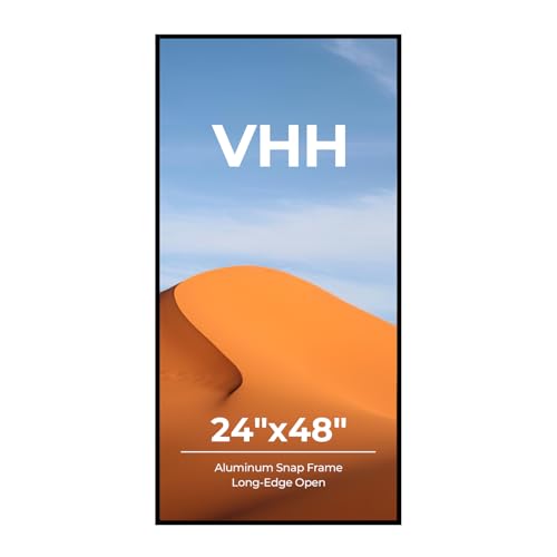 VHH 24x48 Snap Poster Frame 1 Pack Lightweigt Black Coated Aluminum with plexiglass