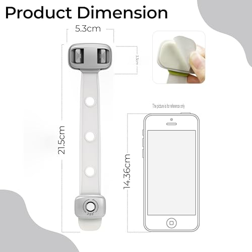 Image of Bembika Furniture Safety Locks for Kids, Child Safety Lock for Fridge, Drawers, Cupboard, Cabinet, Window Safety Multifunction Accessories Adjustable Lock for Baby and Infants Grey - 2 Pcs