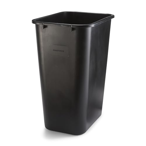 COASTWIDE Indoor Trash Can Without Lid, Black Soft Molded Plastic, 10.25 Gallon (CW56433)