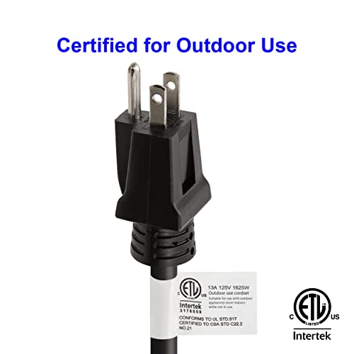 Clear Power 8 Ft Indoor/Outdoor Extension Cord 16/3 Sjtw, Black, Water & Weather Resistant, Flame Retardant, 3 Prong Grounded Plug, Dcoc-0122-Dc #TOP6