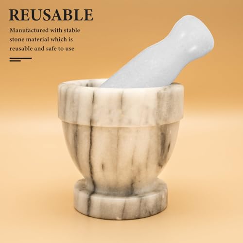 Mortero de piedra blanco Gatuida ergonómico para cocina y laboratorio 7