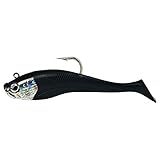 Mega Fishing Norwegen UV Shad Meeresköder - Gummifisch + Jigkopf - Dorsch Köder - 20cm / 300g & 26cm / 440 g (Schwarz - 20cm / 300g)