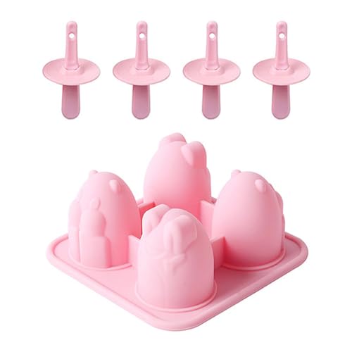 Silicone Ice Cream Mold,4 Cavity Ice Pop Molds Different 3D Animal Shaped with Sticks for Make Fruit Chocolate Yogurt Ice Cream