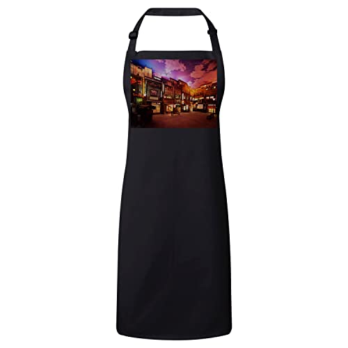 Tablier cuisine noir Ville Japonaise Traditionnelle Japon Ancien coton
