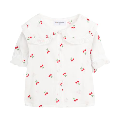 Image of Mud Kingdom Little Girls Peter Pan Collar Blouse Cotton Short Sleeve Button Up