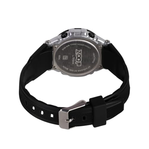Image of Zoop Digital Watch with Silver Case, Digital Dial & Black Strap for Boys Kids, from House of Titan - 16047PP03