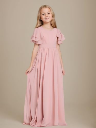 Junior Bridesmaid Dresses 2025 Short Sleeve Chiffon Flower Girl Dresses Party Pageant Gowns for Girls3