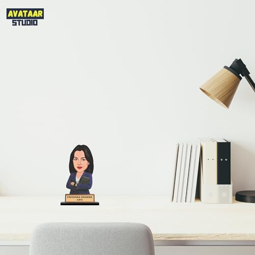 Image of Personalized Workaholic Girl Caricature Gift Custom Office Desk Avatar Birthday Gift for Wife Girlfriend Sister Friend Unique Corporate Gift for Women (Corporate Lady, 7 Inches)