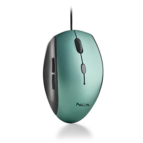 NGS Moth Ice - Ratón Óptico USB, Ergonomico, 5 Botones, 800-1600 dpi