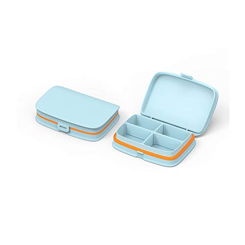 Ikruidy Pastillero de Viaje Pastillero de Bolsillo Fecíl de Llevar Azul Organizador de Pastillas con 6 Compartimentos Desmontables Cover