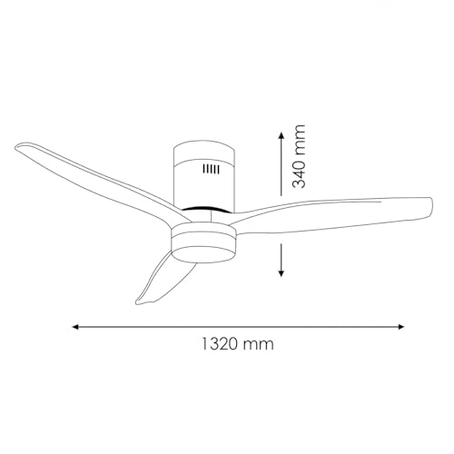 Miniatura 4 de M Ledme - Ventilador De Techo Led Energy 58w Blanco, Mando A Distancia, Motor Dc 40w Luz Led 18w, 6 Velocidades, Silencioso,3 Aspas Madera Natural, 132 Cm, Función Verano-Invierno, Temporizador