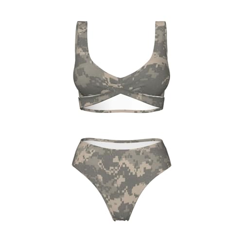 Bikini 2 pièces imprimé camouflage numérique armée pour femme