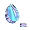 beyoutifulthings Ohr-Plug Tränen-Tropfen Lila Blau Changierend Glas Ohr-Piercing Ohr-Schmuck Tunnel Double Flare Sattel-Verschluss 16-mm #1