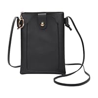 Bandolera Pequeña Mujer, Bolso de Teléfono Móvil para Mujer, Piel Sintética Suave, Bolso Bandolera para Mujer,con Se Puede Separar Los Hombros, Negro
