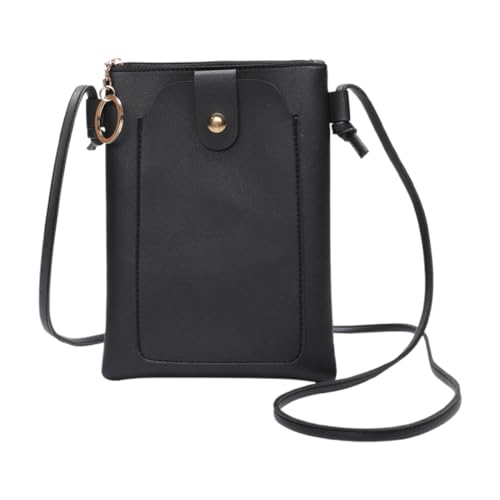 KWKPR Bandolera Pequeña Mujer, Bolso de Teléfono Móvil para Mujer, Piel Sintética Suave, Bolso Bandolera para Mujer,con Se Puede Separar Los Hombros, Negro