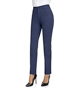 RIMLESS 7 Women's Wrinkle Free Relaxed Fit All Day Straight Leg Pants with Belt Loops
