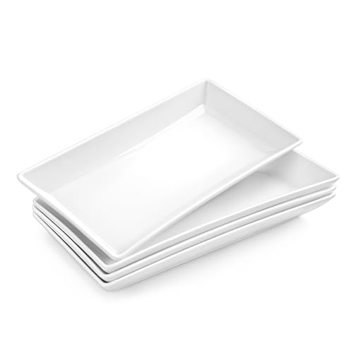 MALACASA Porcelain Serving Platters Set of 4,12 in Rectangular White Trays by MALACASA - Used condition - US$26.34