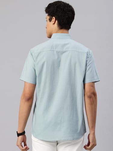 Image of Majestic Man Men's Pure Cotton Dobby Weave Checks Slim Fit Half Sleeve Casual Shirt