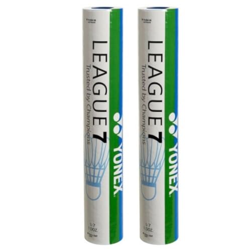 Yonex League 7 Feather Shuttlecocks (White, 2 Tubes)