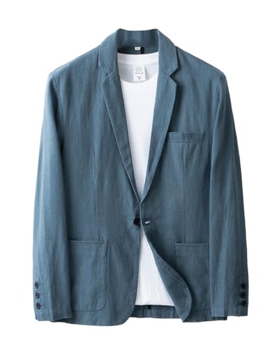 IDEALSANXUN 100% Linen Blazer Men Casual One Button Spring Suit Jackets Lightweight Sports Coat