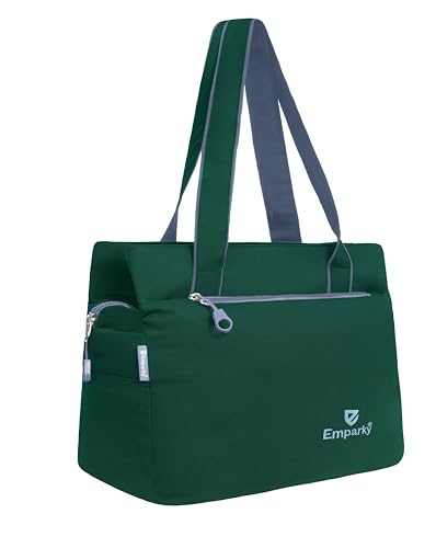 Image of Women Bag, Black with Turquoise Accents, Tote Bag with Multiple Zipper Pockets