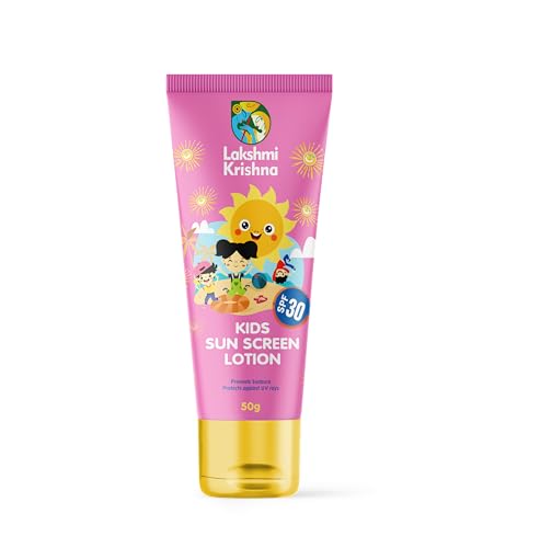 Image of LAKSHMI KRISHNA NATURALS Kids Sunscreen Lotion SPF 30 + | Gentle & Water-Resistant Sun Protection for Sensitive Skin | Broad Spectrum UVA /UVB Protection | Hypoallergenic & Dermatologist-Tested inch