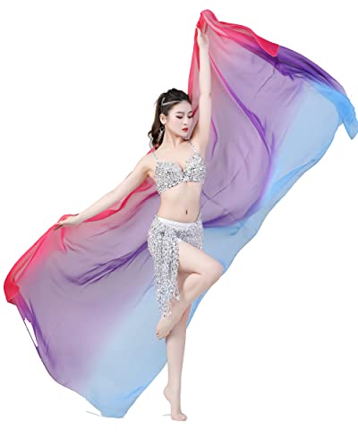 Lady's Belly Dance Lightweight Imitated Silk Gradual Colorful Scarf Veil 2.2x1.2M Shawl2