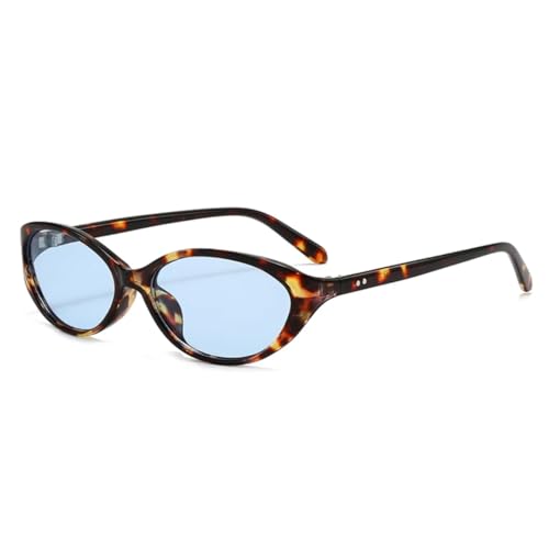 Lunettes de soleil œil de chat vintage imprimé léopard bleu chic pour femme