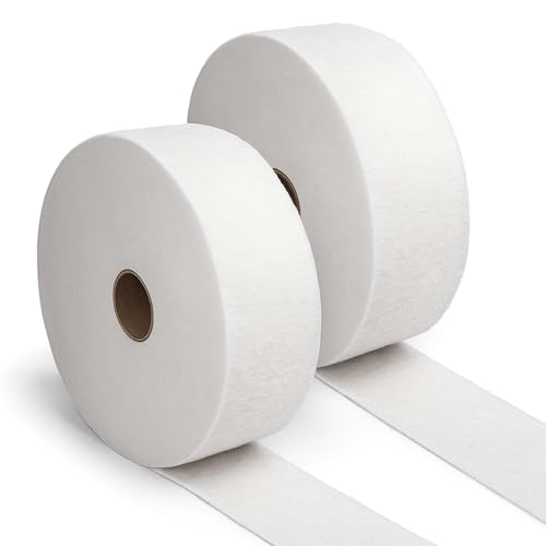 2 Rolls Jelly Batting Roll Strip 2 1/2 Inch Cotton Blend Jelly Batting Roll Strips for Rugs Total 100 Yards White Quilted Interlayer Cotton for Carpets Quilts Bag Straps Gloves Plush Toys