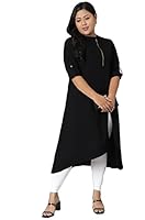 XL LOVE - By Janasya Women's Plus Size Black Poly Crepe Kurta (Black_XXXX-Large)