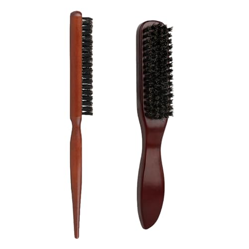 DUINIU 2 Pieces Updo Hair Combs, Wooden Beard Detangling Brush, Bristle Hair Comb, Multifunctional Hair Styling, Suitable for Hair Decoration, Unisex